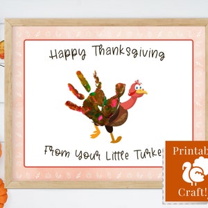 Je kleine kalkoen-handafdruk voor Thanksgiving, kunstactiviteit voor de kleuterschool, handgemaakte kaart Thanksgiving-knutsel voor kinderopvang