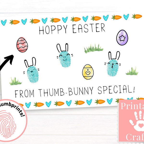 Easter Thumbprint Activity, Easter Sunday Cards for Grandparents, Hoppy Easter from Thumb Bunny Special, Basket Stuffers for Toddlers