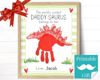 DaddySaurus Cute Fathers Day Card from Kids, Gifts for Daddy, Dinosaur Printable Craft for Preschool Toddlers