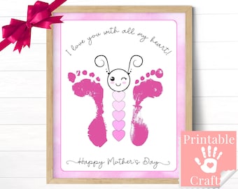 Mother’s Day Crafts For Kids, Toddler Footprint Gift, Preschool Daycare Butterfly Craft, DIY Handmade Present for Mom, Instant Download