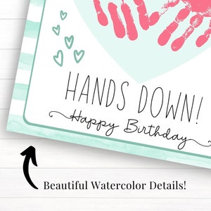 Birthday Gift for Mom, Printable Custom Birthday Card, Handprint Art from Kids, Best Mom In The World Hands Down image 4