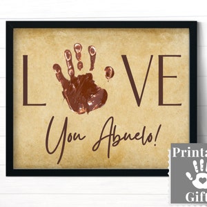 Abuelo Gift for Birthday or Father's Day, Personalized Card from Grandkids, Printable Handprint Art, Spanish Grandpa