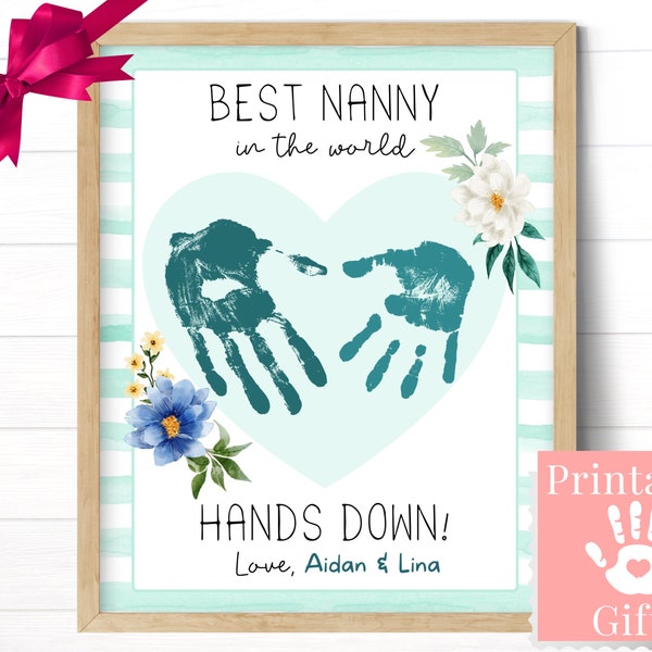 Nanny Gifts Personalized, I Love My Nanny Printable, Birthday, Christmas, or Mothers Day Card from Kids