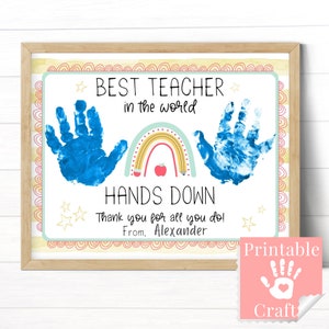 Certificado de agradecimento ao professor, melhor professor, presente de arte com impressão manual do aluno, presente de fim de ano, cartão de início de ano