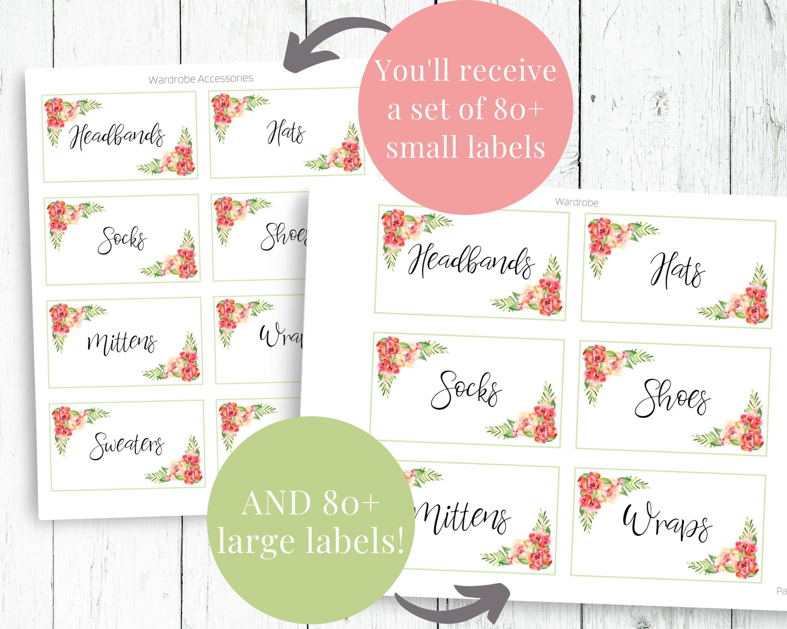Drawer Labels for Nursery Set of 80 Rose Printable Labels Etsy Australia