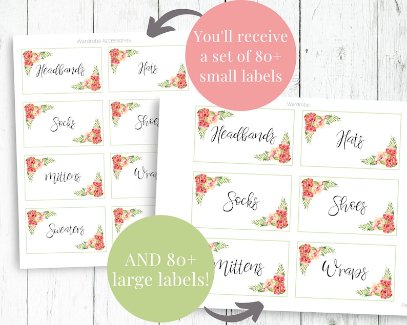 Drawer Labels for Nursery Set of 80 Rose Printable Labels - Etsy