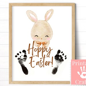Osterhandwerk für Baby mit Fußabdrücken, Ostergeschenk für Großeltern, Bunny Andenkenkarte von Jungen oder Mädchen, druckbare Kleinkindkunst