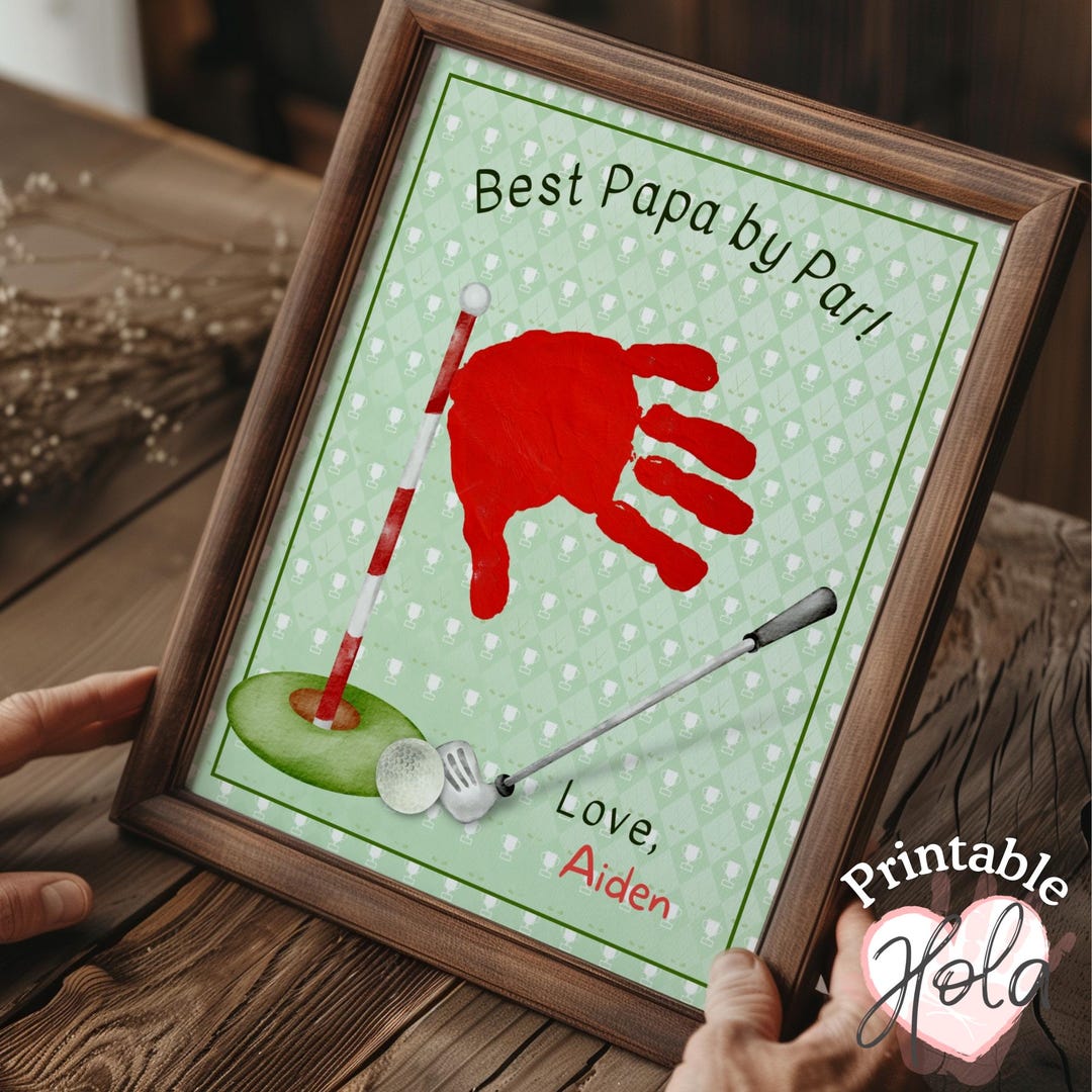 Papa Golf Gift Add-on, Handprint Art From Grandkids, Best Papa by Par ...