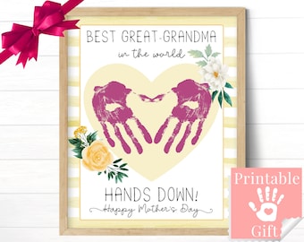 Regalo para la abuela, foto de la huella de la mano de los nietos, tarjeta de cumpleaños personalizada o ideas de regalo para el Día de la Madre