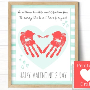 Cadeau de la Saint-Valentin pour les parents, modèle imprimable d'enseignant préscolaire, cartes de la Saint-Valentin pour les tout-petits, art de l'empreinte de la main pour les enfants
