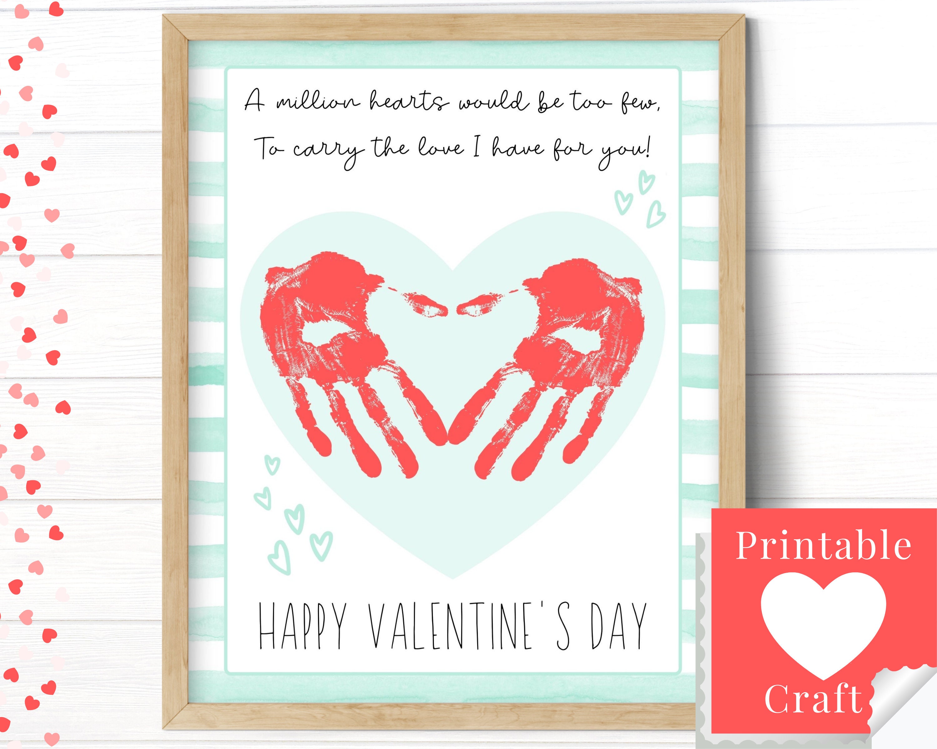 Valentines Day Gift for Parents, Preschool Teacher Printable Template, Valentine  Cards for Toddlers, Handprint Art for Kids 