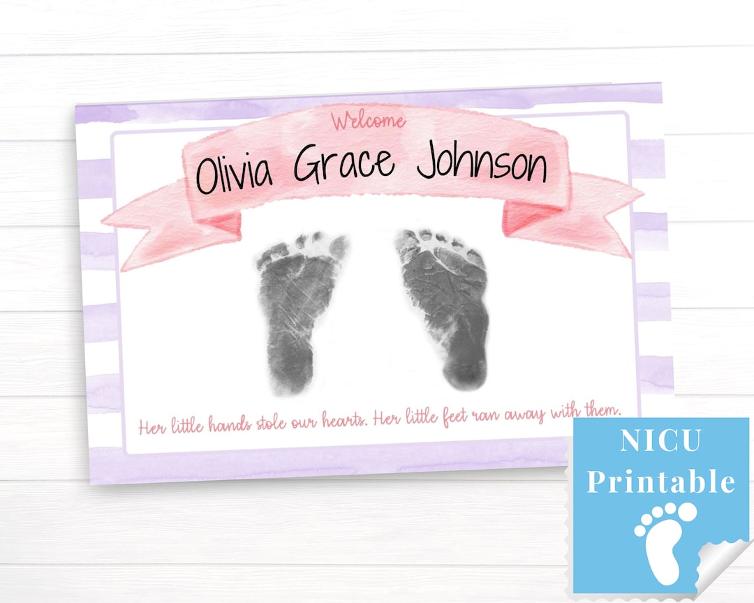 NICU Name Signs for Baby Girl Hospital Crib Printable Etsy