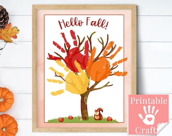 Attività autunnali per bambini, artigianato con impronte di mani in età prescolare, pittura fai da te stampabile per l'asilo nido autunnale