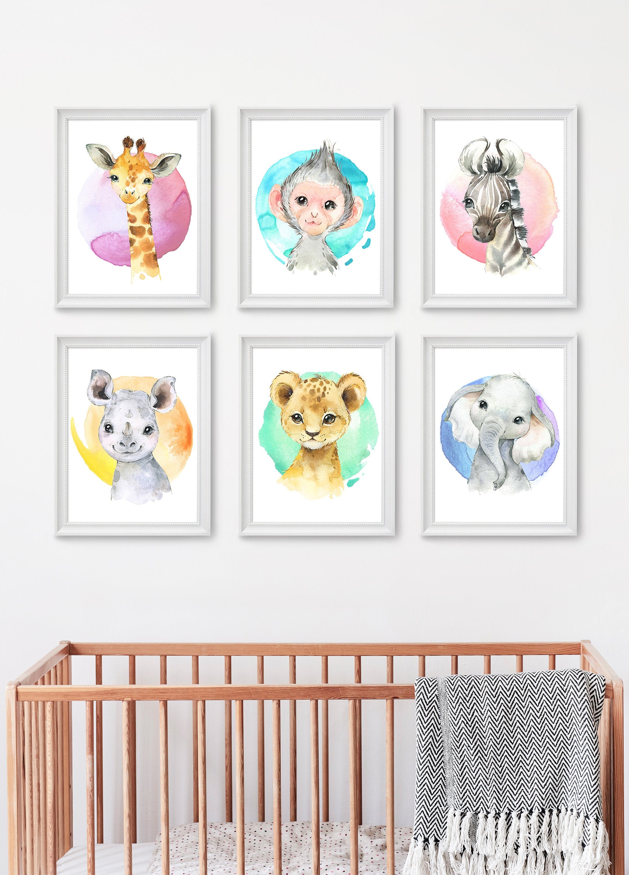 Giraffe Peek A Boo Nursery Wall Art Safari Animals Safari Nursery Decor