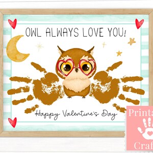 Valentinstag Vorschulkarten, Eule Liebe dich immer Handabdruck Handwerk für Kinder