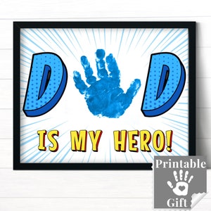 Presente de dia dos pais com impressões manuais, cartão temático de quadrinhos do papai personalizado é meu herói, papai super-herói, presente de aniversário personalizado do filho
