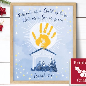 Sonntagsschule-Kinderhandwerk, christliche Weihnachtsgeschenke, Jesaja 9: 6 Geburt von Christus Jesus-Lektion, Handabdruck-Krippe-Stern-Kunst,