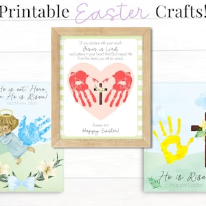 Preschool Lent Activity, Kids Easter Craft with Bible Verse, PreK Handprint Art Set, Easy Gifts for Sunday School or Homeschool