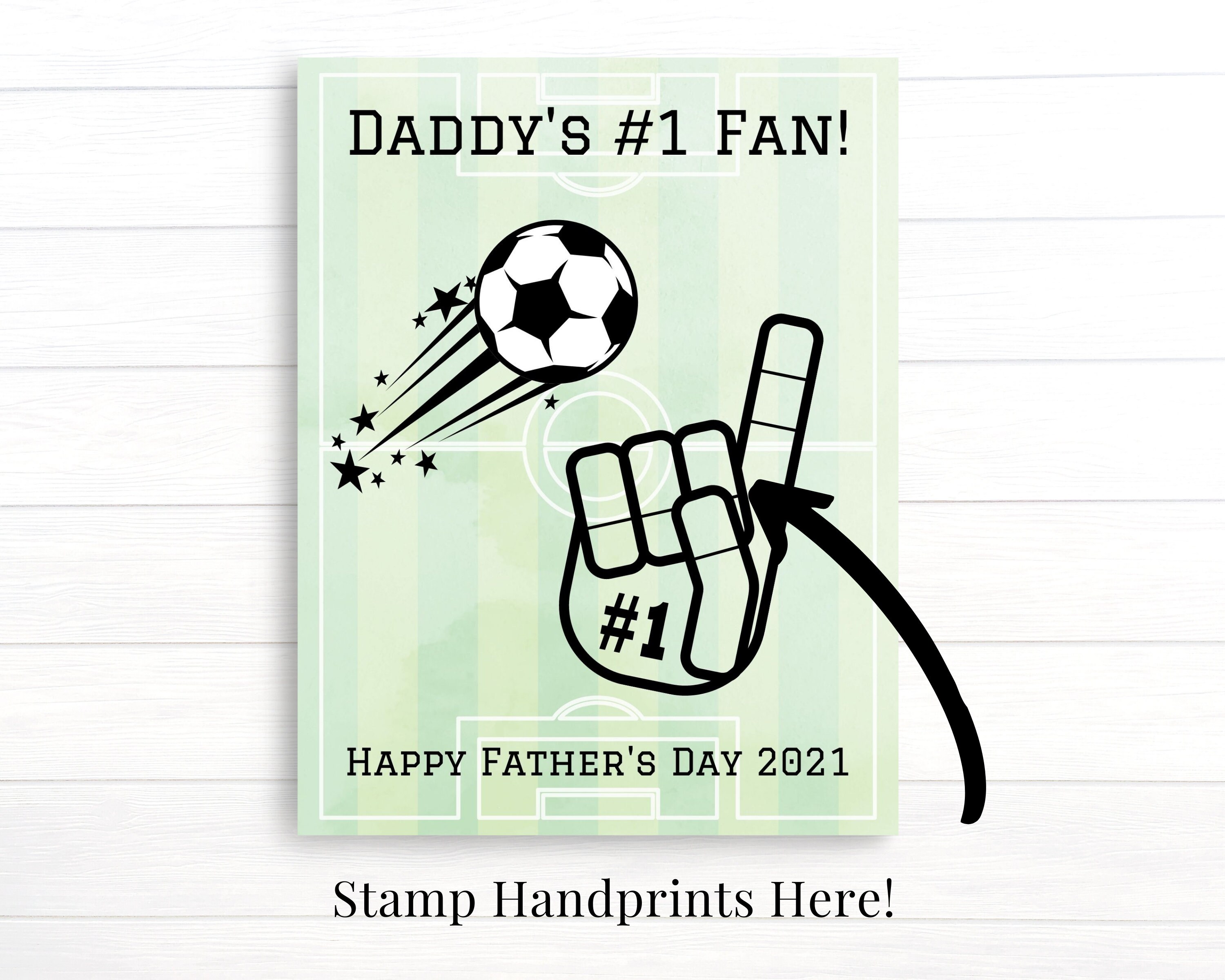 Soccer Father's Day Card from Kids Printable Hand Print Etsy
