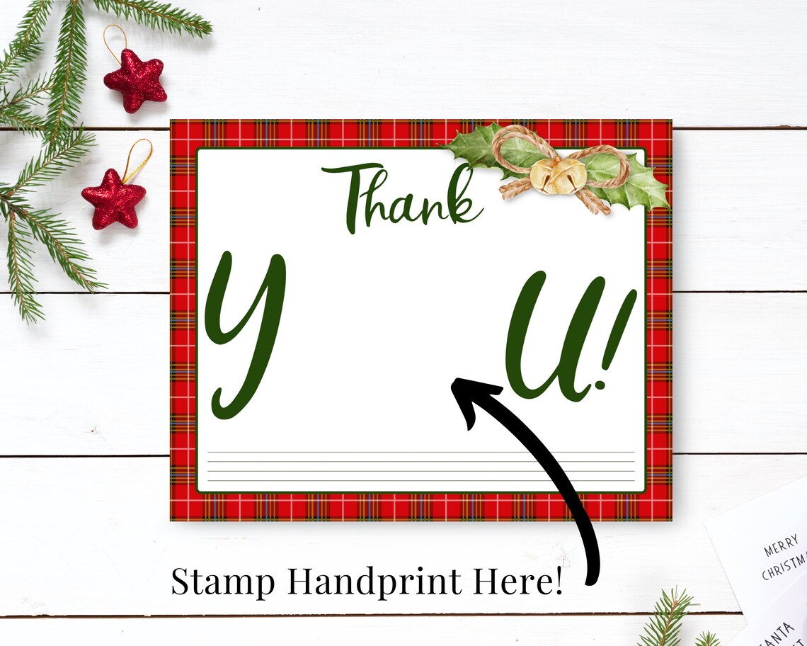 Thank You Holiday Cards Printable Kids Handprint Craft Gift - Etsy