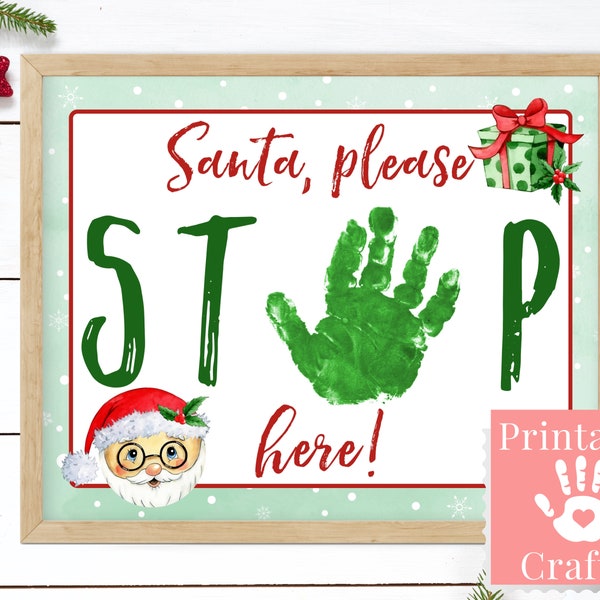 Christmas Craft for Kids, Santa Please Stop Here Sign Personalized, Holiday Decor Christmas, Toddler Gifts for Grandparents 1 2 3 Year Old