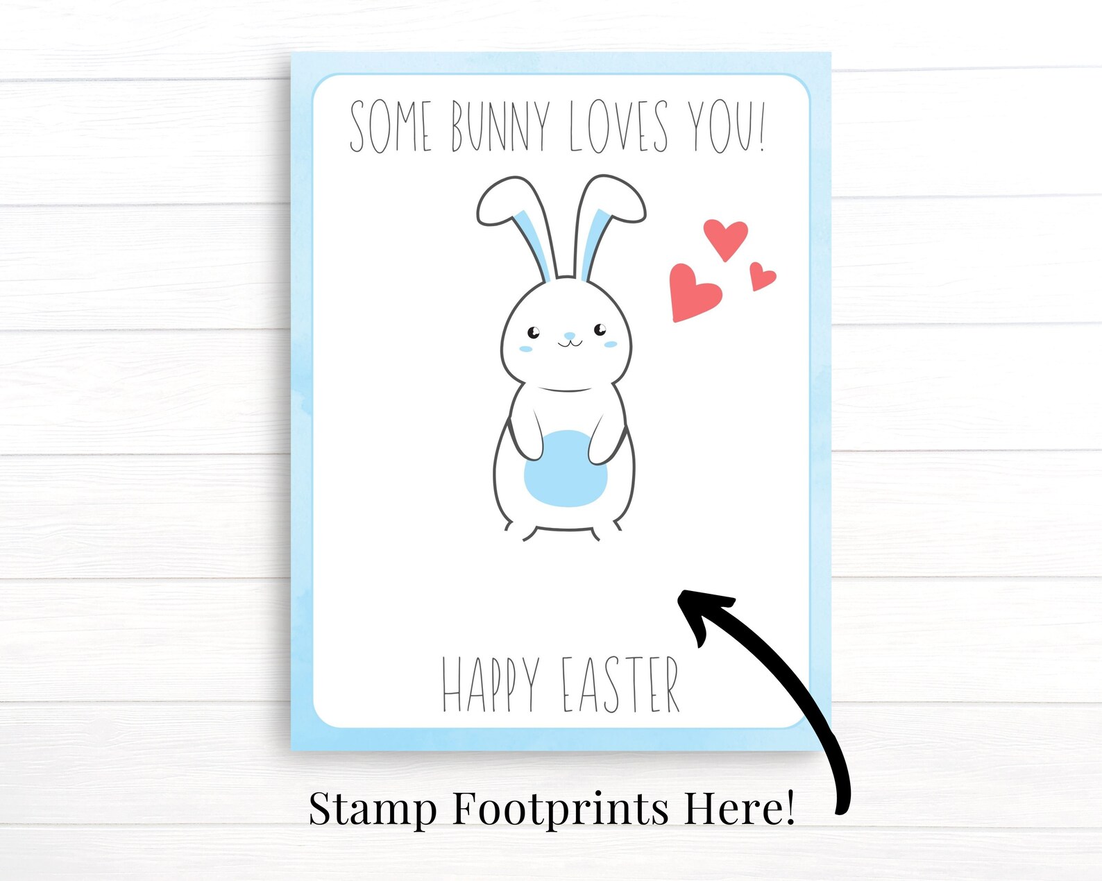 Baby Boy First Easter Footprint Art Printable Easter Cards | Etsy