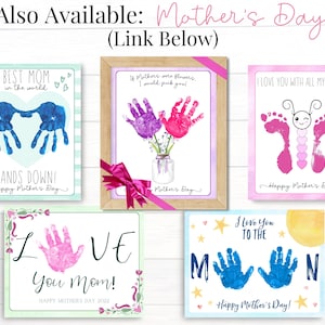 Peut inclure: Cinq cartes imprimables pour la f&ecirc;te des m&egrave;res avec des motifs de mains et de pieds. Les cartes comprennent le texte "Meilleure maman du monde", "Si les m&egrave;res &eacute;taient des fleurs, je te choisirais !", "Je t'aime de tout mon c&oelig;ur !", "Je t'aime maman !" et "Je t'aime jusqu'&agrave; la lune".
