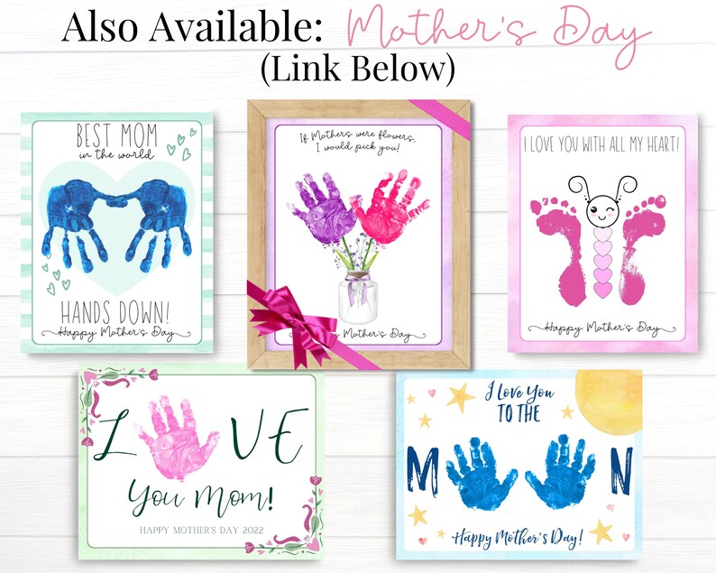 Peut inclure: Cinq cartes imprimables pour la f&ecirc;te des m&egrave;res avec des motifs de mains et de pieds. Les cartes comprennent le texte "Meilleure maman du monde", "Si les m&egrave;res &eacute;taient des fleurs, je te choisirais !", "Je t'aime de tout mon c&oelig;ur !", "Je t'aime maman !" et "Je t'aime jusqu'&agrave; la lune".