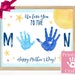 We Love You To The Moon, Mothers Day Card Printable, Personalized Gift from 2 Kids, Handprint Art, Easy Fast Last Minute Gift from Husband 