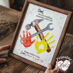 Handafdruk vader Vaderdag van 1 of 2 kinderen, vadercadeaus voor in de werkplaats of schuur