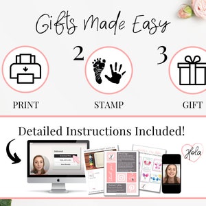 Mothers Day gifts made easy! Just print the template, stamp handprints, and you are done. Detailed instructions are included in the form of PDF, web article, and video.