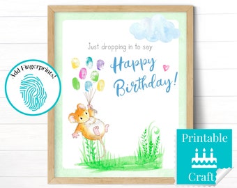 Fingerabdruck Geburtstagskarte: Personalisierte Kinder Handwerk (Printable)