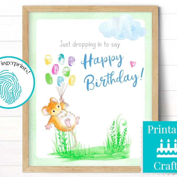 Happy Birthday Fingerprint Art - Etsy