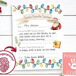 Cartão de Natal para professor, artesanato de arte com impressão digital de luzes de Natal, conjunto personalizado para impressão com menos de 5 anos, creche pré-escolar, escola primária,