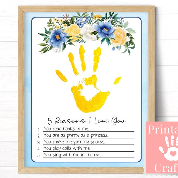 Handprint Gift for Mom Grandma Aunt Wife from Kids, Printable Mothers Day Birthday Cards, Preschool Teacher Craft Resources for Toddlers