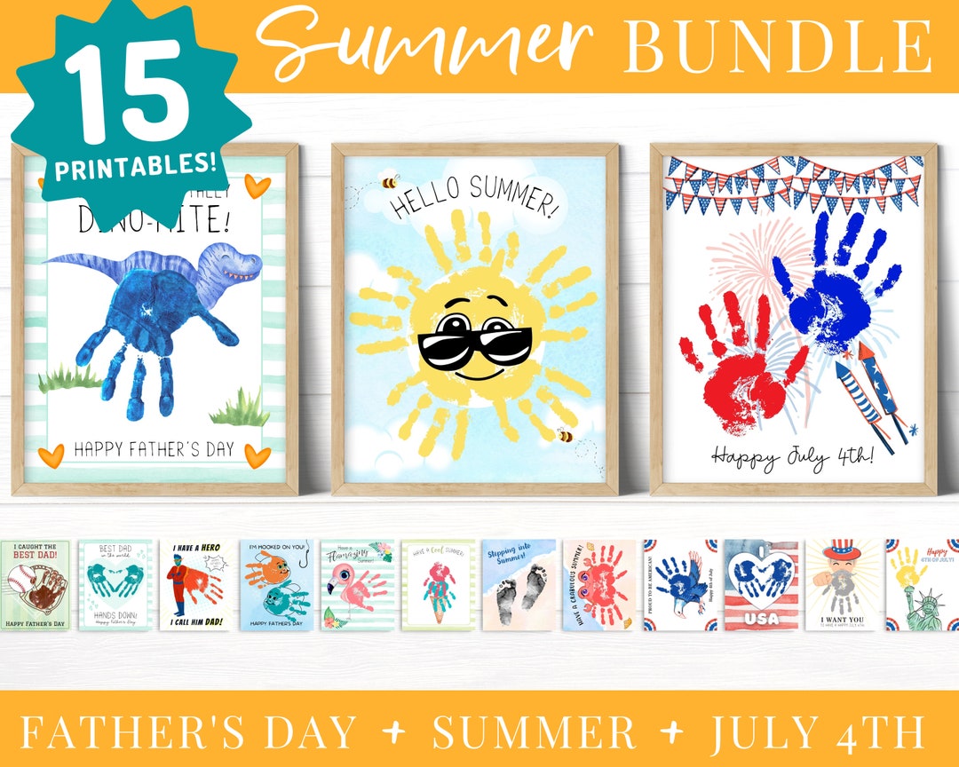 Summer Toddler Handprint Art Kit Printable Fathers Day Cards