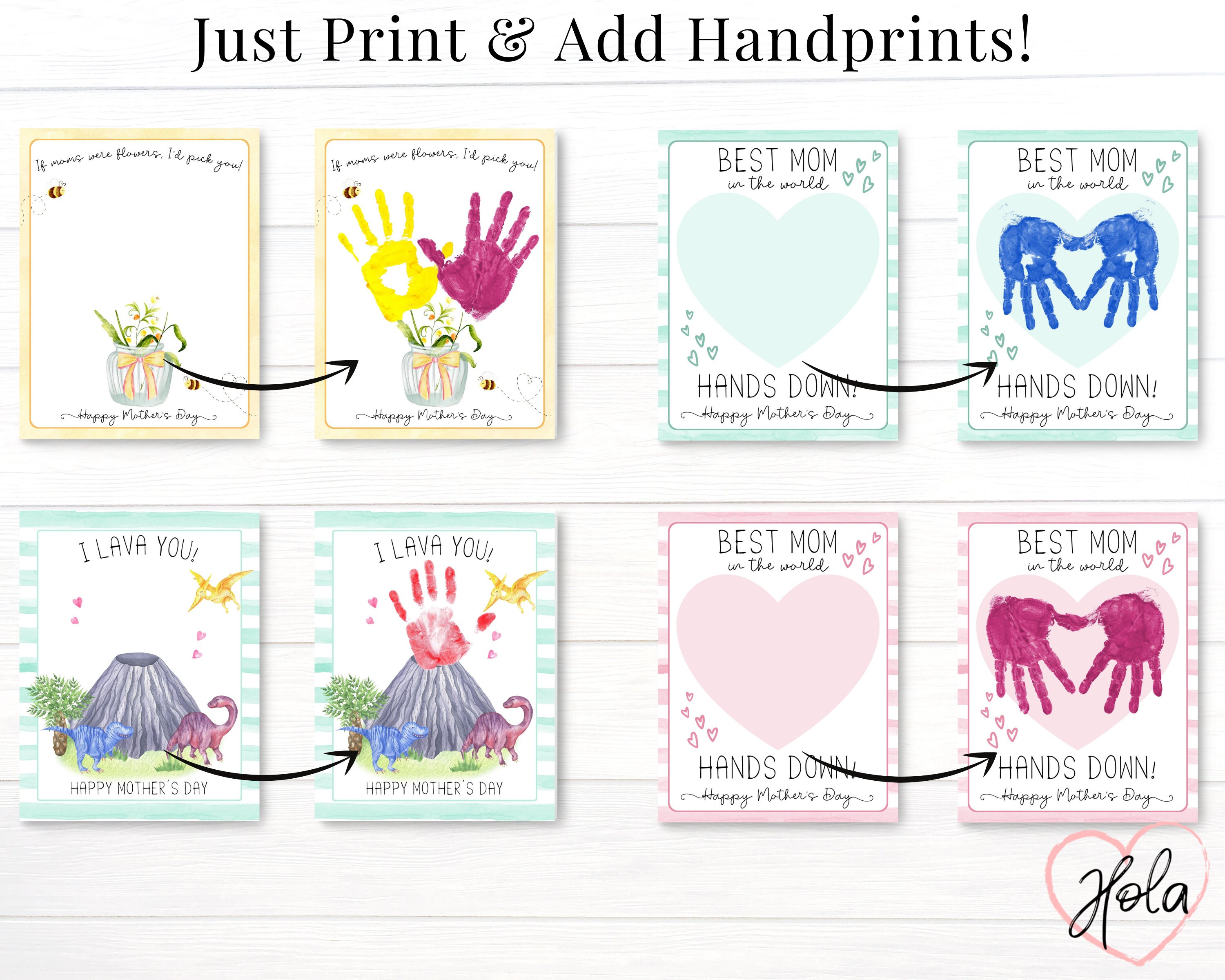 Preschool Printable Mother's Day Crafts, Handprint Art for Toddler Kids ...