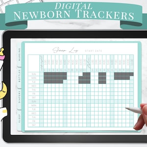 Digitale newbornplanner, GoodNotes-sjabloon, ongedateerd, moeder die borstvoeding geeft, cadeau, babytrackers