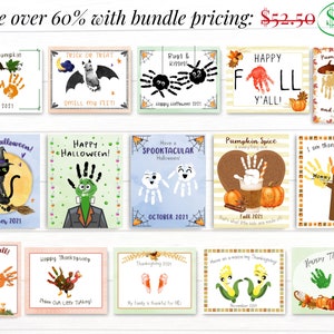 Herfstknutsels voor kleuters, handafdrukkunst peuter, afdrukbare kit, Halloween-knutsels, Thanksgiving-kaarten, herfstactiviteiten voor kinderen afbeelding 9
