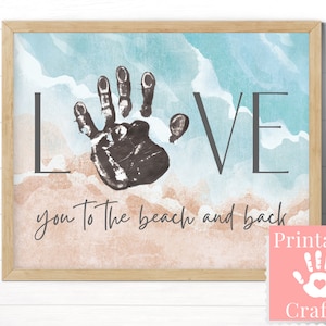 Love You To The Beach and Back Handprint Craft for Kids, DIY Printable Wall Art for Beach House, Grandparents Summer Vacation