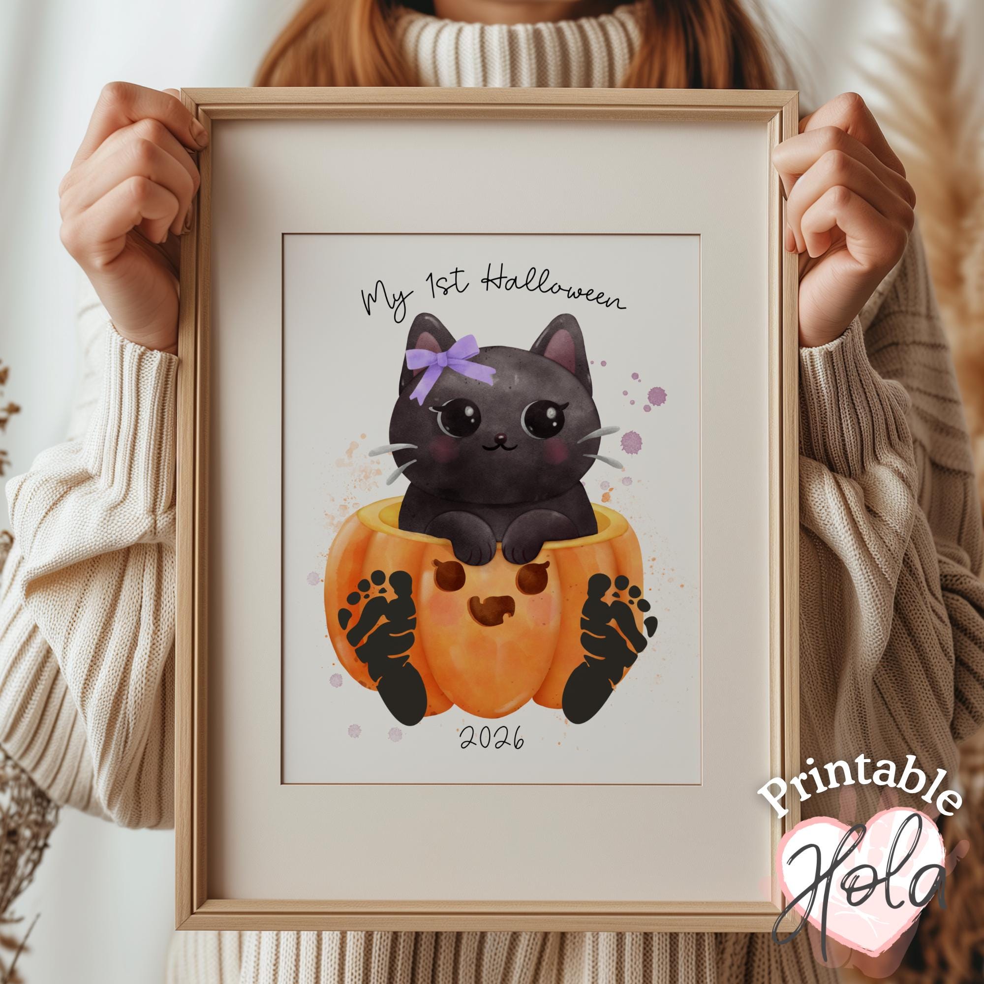 Baby's First Halloween Footprint Art, Keepsake Cat Craft, Daycare…