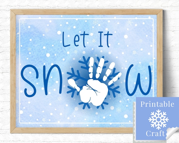 Holiday Gift Ideas from Kids, Holiday Card for Grandparents, Christmas Gift, Let it Snow Handprint Decor, Preschool Bulletin Board Winter
