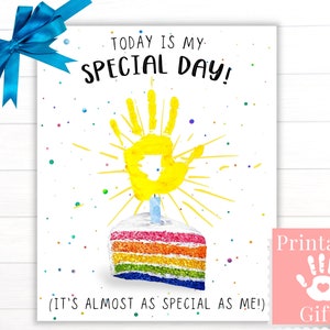 Tarjeta de cumpleaños para estudiantes, Es mi actividad artesanal especial de cumpleaños para la clase de preescolar del maestro, arte imprimible con huellas de manos