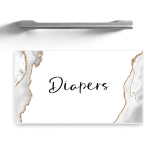 Baby Drawer Labels Set of 80, Nursery Organization, White and Gold ...