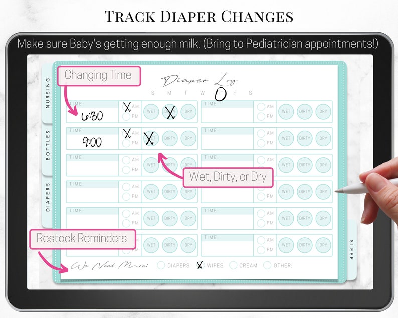 Digital Newborn Planner, GoodNotes Template Undated, Breastfeeding Mom To Be Gift, Baby Trackers image 5