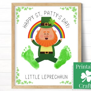 St Patricks Day Baby Kindertagesstätte Aktivität, Kobold Füße Fußabdruck Kunst, Happy St. Pattys Day Kleinkind Handwerk, Irish Card