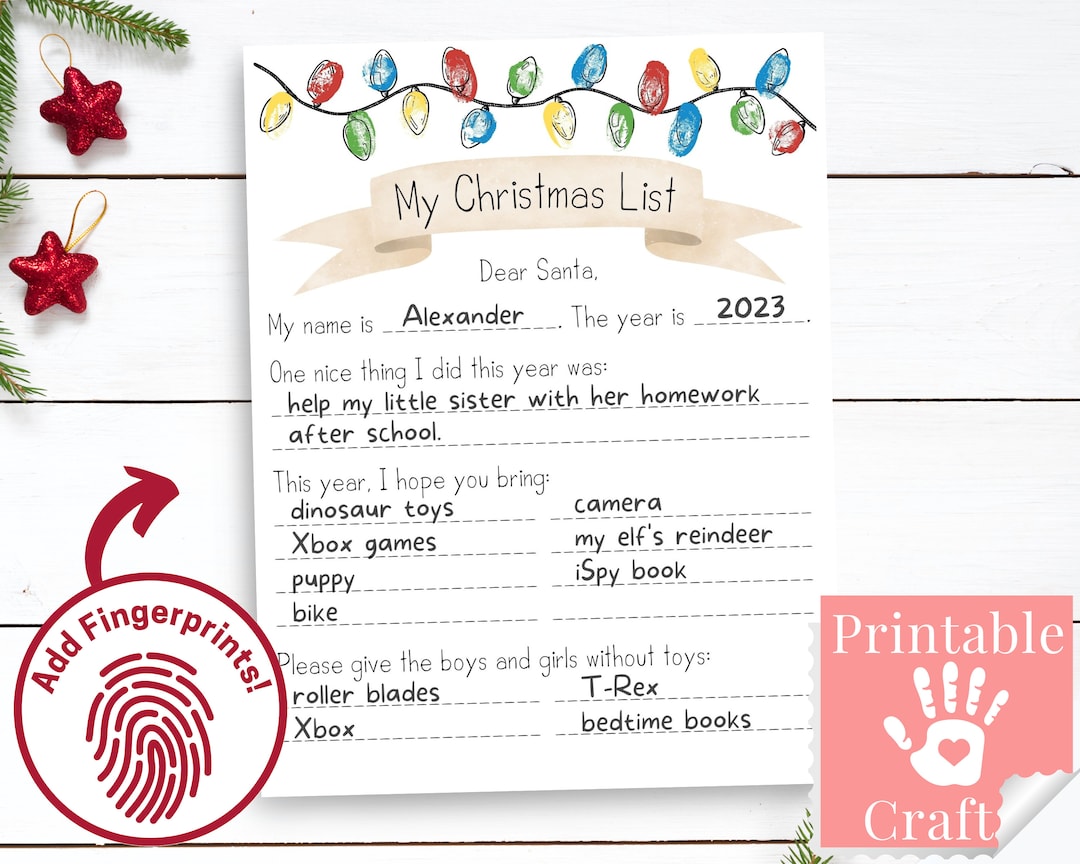 Dear Santa Letter Printable for Kids, Letter to Santa Printout Page ...