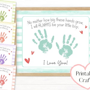 Cadeau imprimable Toujours ton petit garçon pour les parents, kit de création d'art empreinte de main pour enfants, carte imprimable, projet préscolaire ou de garderie