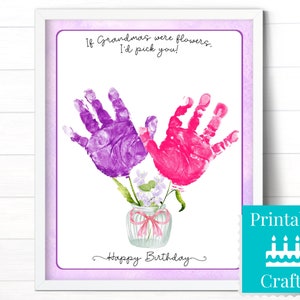 Grandma Birthday Gift from Granddaughter, Personalized Handprint Card, Printable Happy Birthday Grandma