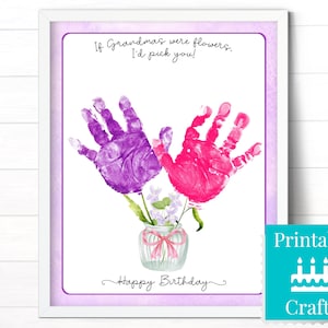 Grandma Birthday Gift from Granddaughter, Personalized Handprint Card, Printable Happy Birthday Grandma